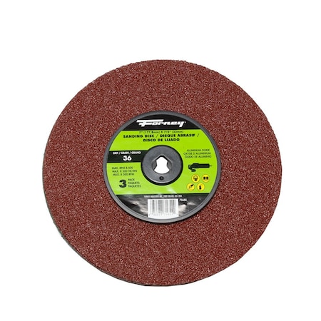 Forney Resin Fibre Sanding Disc, Aluminum Oxide, 7 in x 7/8 in Arbor, 36 Grit 71654
